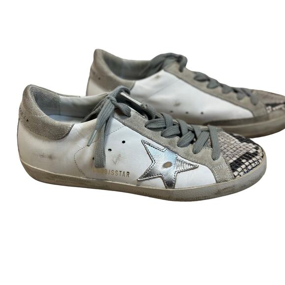 Golden Goose Superstar White Leather & Python Sneaker‎ size 37 - Picture 2 of 6
